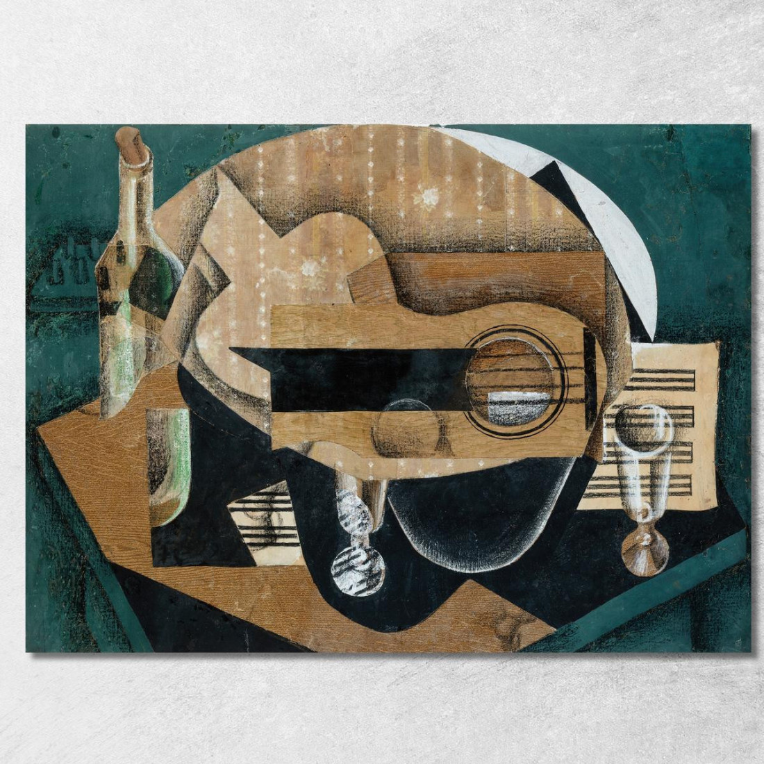 Una Chitarra Degli Occhiali E Una Bottiglia Juan Gris jgr1 quadro stampato su tela Una Chitarra Degli Occhiali E Una Bottiglia Juan Gris jgr1 quadro stampato su tela