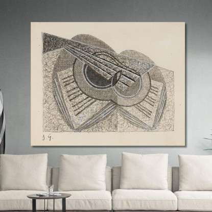 Natura Morta Con Chitarra E Un Libro Di Musica Juan Gris jgr55 quadro stampato su tela