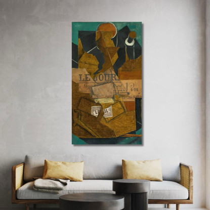 Tabacco Di Giornale E Bottiglia Di Vino Rosato Juan Gris jgr64 quadro stampato su tela