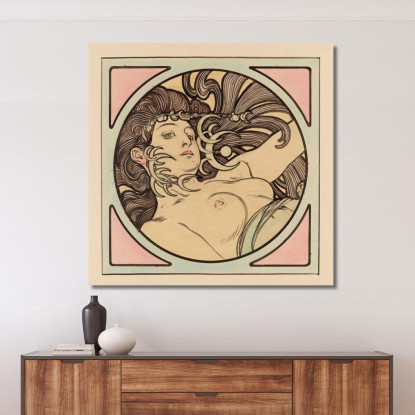 Vetrata Per La Facciata Della Boutique Fouquet 4 Alphonse Mucha amu130 quadro stampato su tela