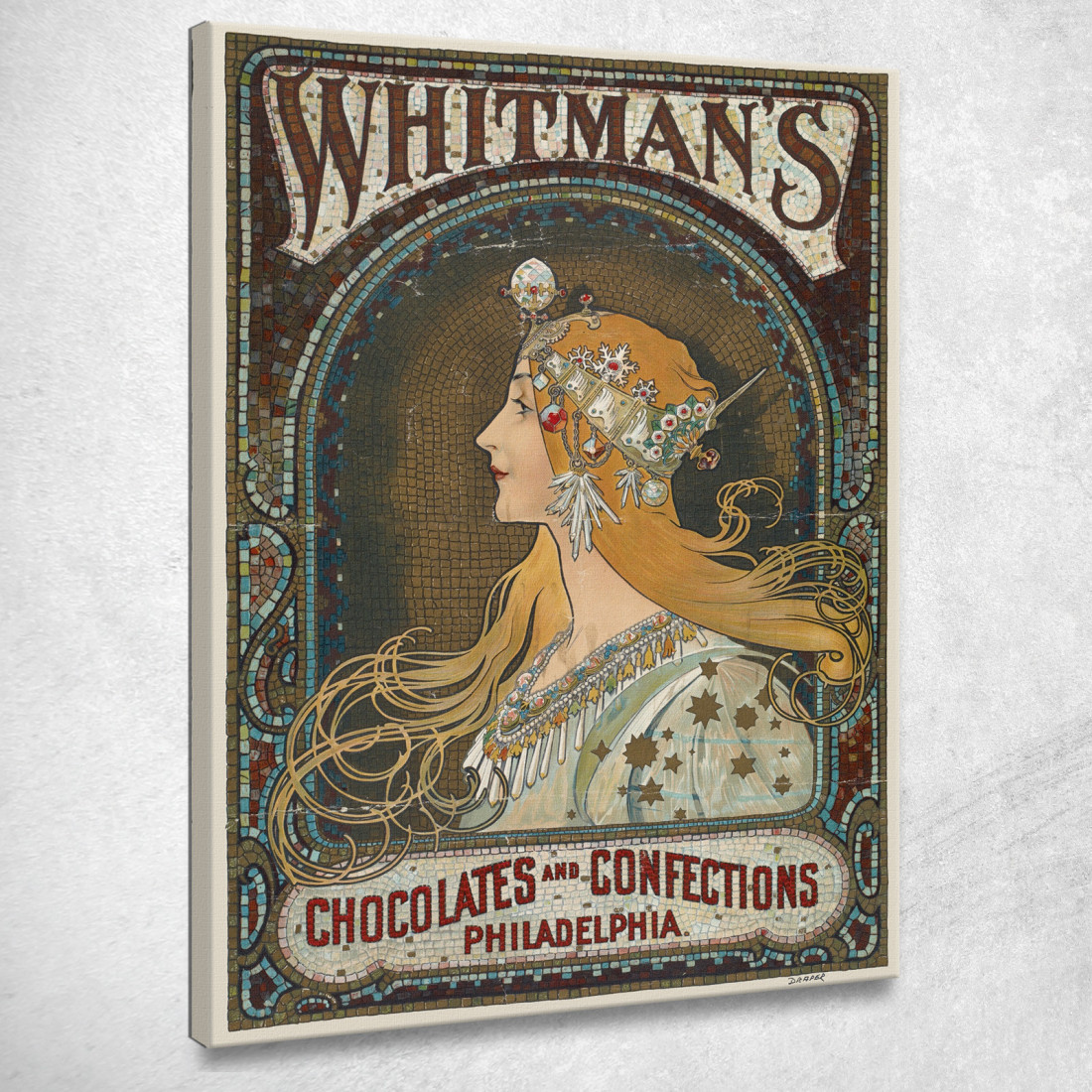 Cioccolatini E Dolciumi Whitman'S Philadelphia Alphonse Mucha amu137 quadro stampato su tela Cioccolatini E Dolciumi Whitman'S Philadelphia Alphonse Mucha amu137 quadro stampato su tela