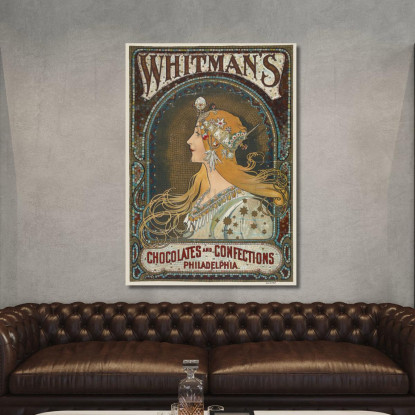 Cioccolatini E Dolciumi Whitman'S Philadelphia Alphonse Mucha amu137 quadro stampato su tela