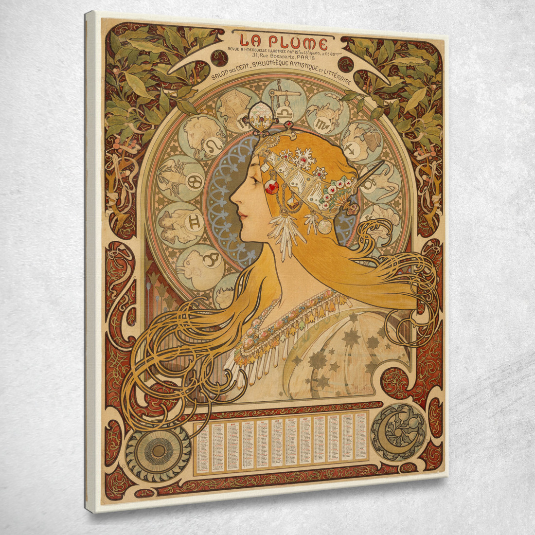 Zodiaco La Piuma Alphonse Mucha amu140 quadro stampato su tela Zodiaco La Piuma Alphonse Mucha amu140 quadro stampato su tela