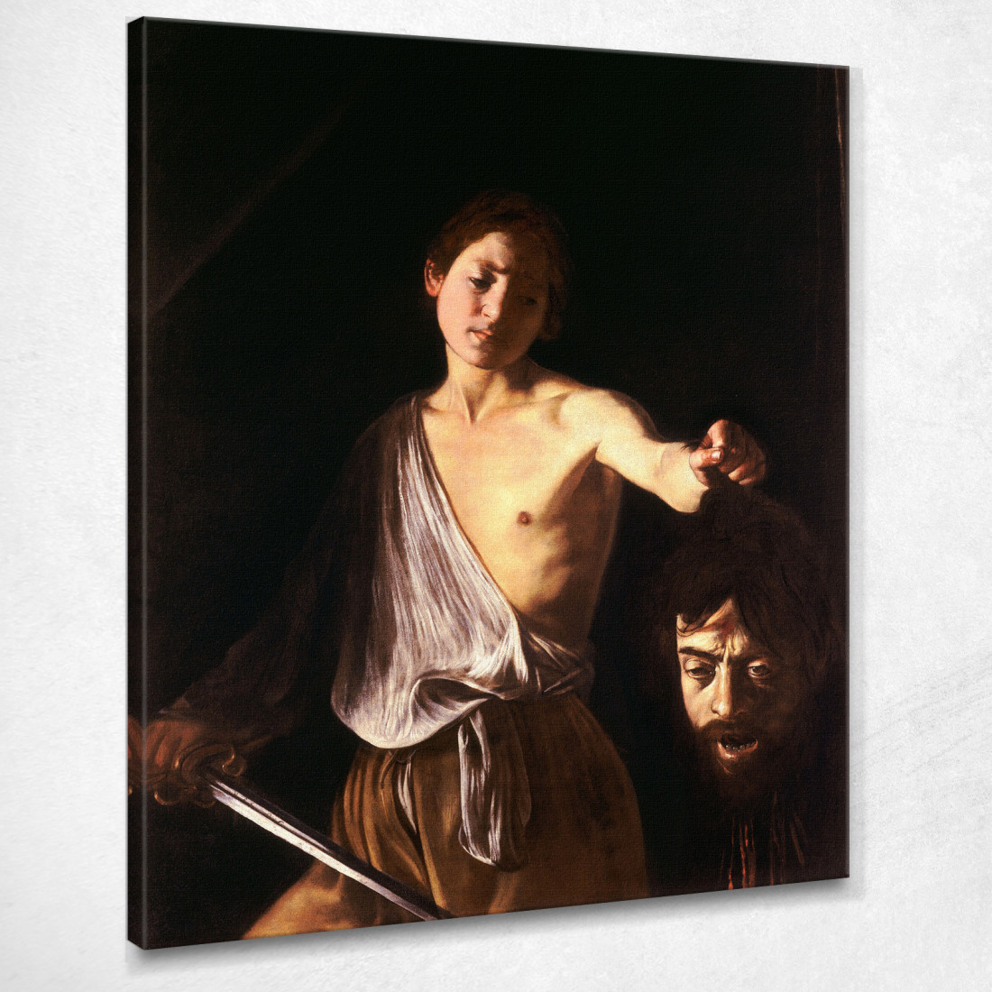 Davide Con La Testa Di Golia 1610 Caravaggio crv12 quadro stampato su tela Davide Con La Testa Di Golia 1610 Caravaggio crv12 quadro stampato su tela