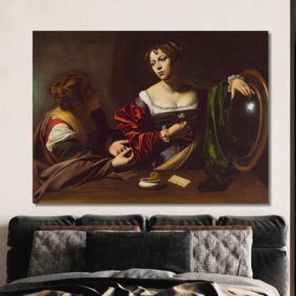 Marta E Maria Maddalena Caravaggio crv18 quadro stampato su tela