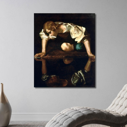 Narciso Caravaggio crv22 quadro stampato su tela