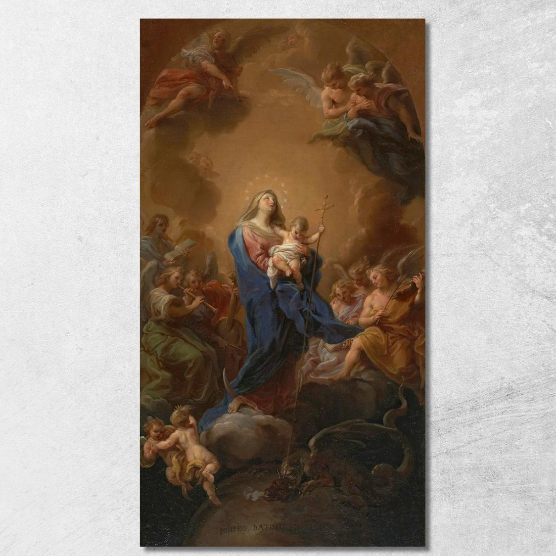Madonna Col Bambino In Gloria Pompeo Batoni pbt17 quadro stampato su tela Madonna Col Bambino In Gloria Pompeo Batoni pbt17 quadro stampato su tela