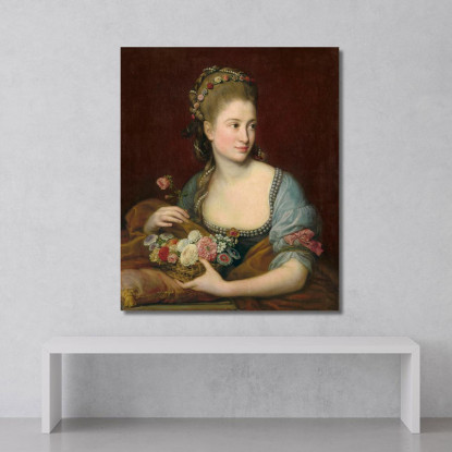 Ritratto Di Dama Nei Panni Di Flora Pompeo Batoni pbt25 quadro stampato su tela