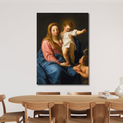 La Madonna Col Bambino E San Giovanni Battista Pompeo Batoni pbt48 quadro stampato su tela