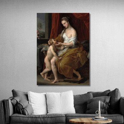 Venere Che Accarezza Cupido Pompeo Batoni pbt57 quadro stampato su tela