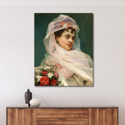 Aline Masson Con Copricapo Di Chiffon. Raimundo de Madrazo y Garreta rmg5 quadro stampato su tela