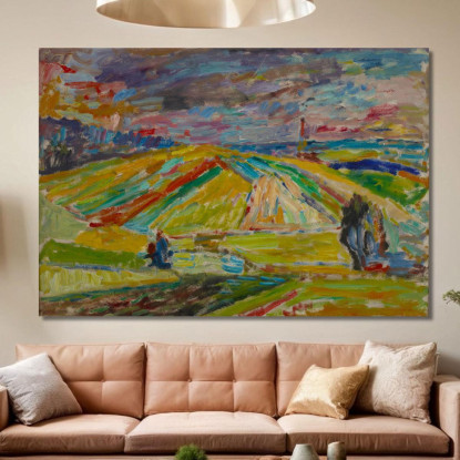 Paesaggio Con Un Mosaico Di Campi Sasza Blonder sbl10 quadro stampato su tela