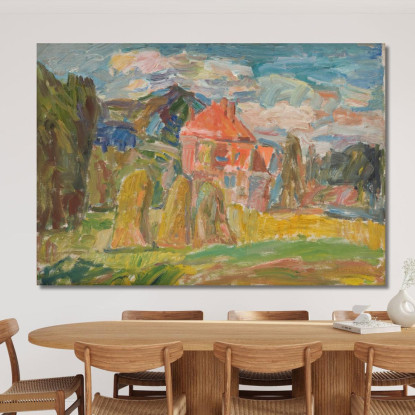 Paesaggio Con Una Casa Rossa Sasza Blonder sbl11 quadro stampato su tela