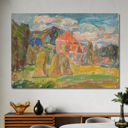 Paesaggio Con Una Casa Rossa Sasza Blonder sbl11 quadro stampato su tela