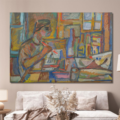 Pittore In Studio Sasza Blonder sbl12 quadro stampato su tela
