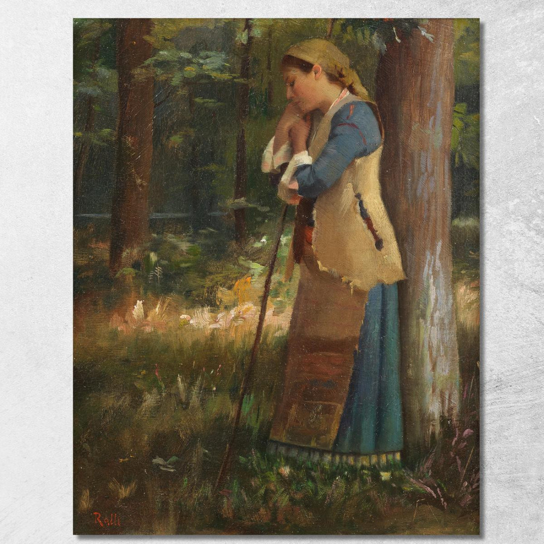 Pastorella In Riposo Theodoros Ralli trl32 quadro stampato su tela Pastorella In Riposo Theodoros Ralli trl32 quadro stampato su tela