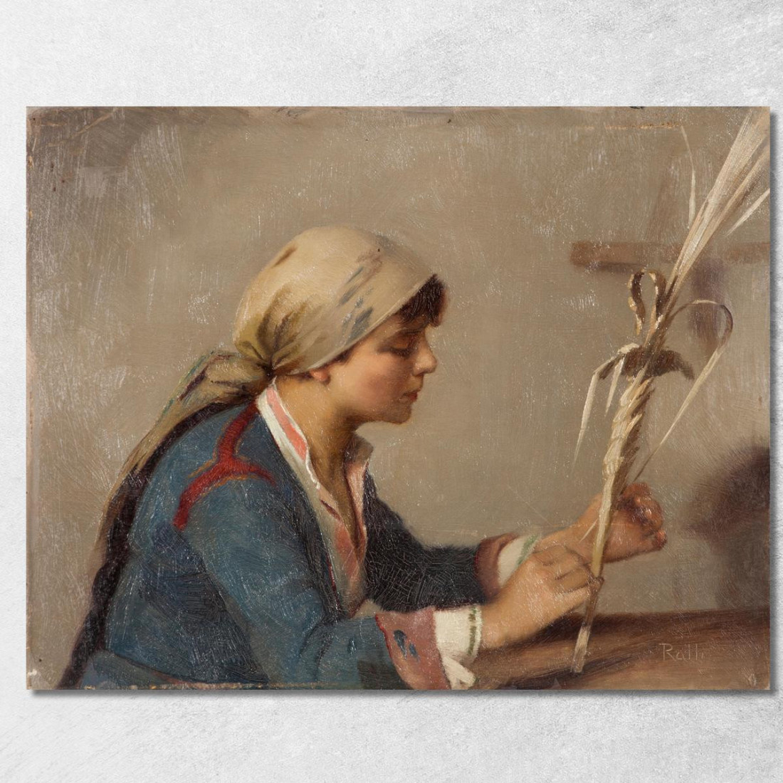 Ragazza Che Intreccia Rami Di Salice Theodoros Ralli trl44 quadro stampato su tela Ragazza Che Intreccia Rami Di Salice Theodoros Ralli trl44 quadro stampato su tela