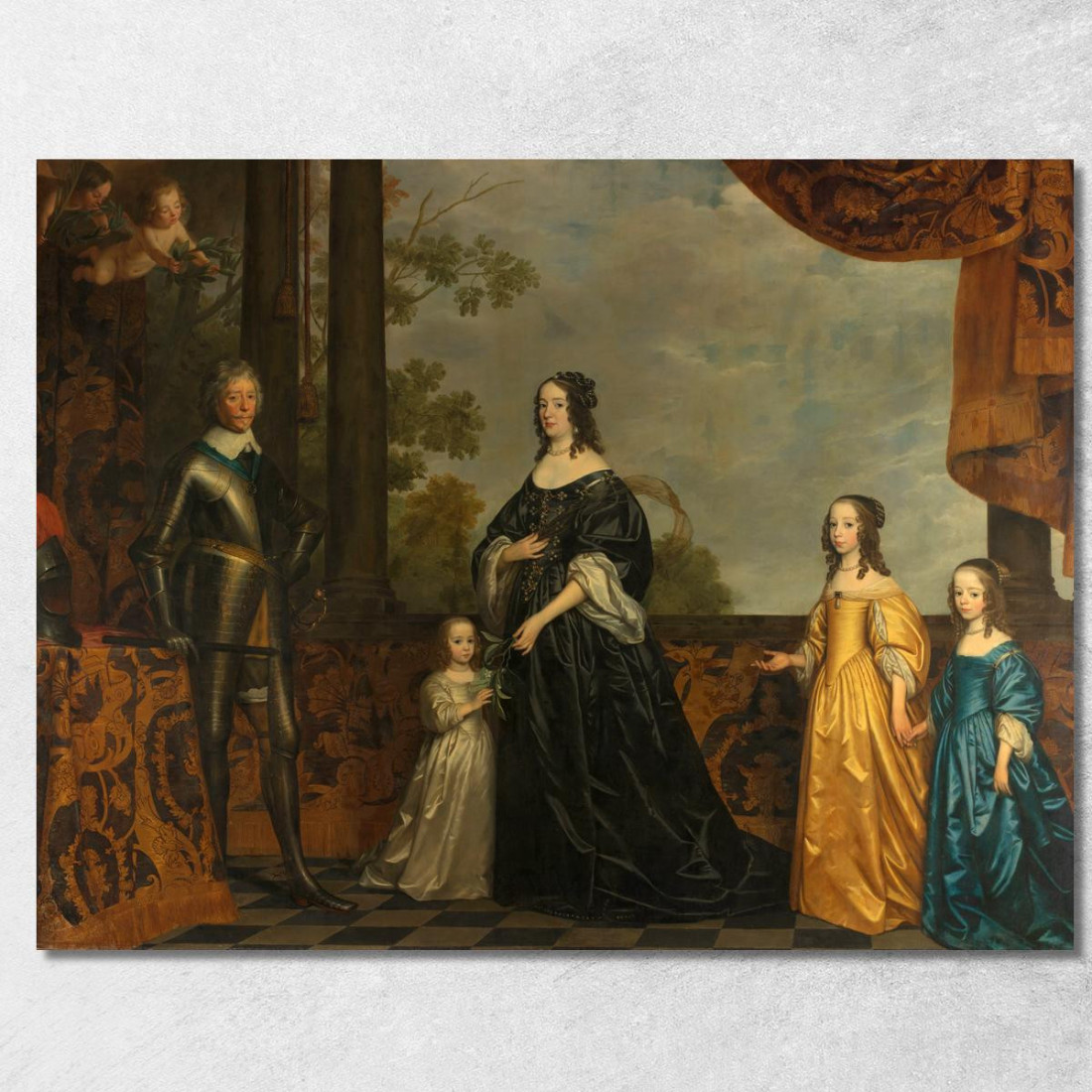 Friedrich Heinrich, Seine Gemahlin Amalia Von Solms Und Ihre Drei Jüngsten Töchter Gerard van Honthorst drucken auf leinwand Friedrich Heinrich, Seine Gemahlin Amalia Von Solms Und Ihre Drei Jüngsten Töchter Gerard van Honthorst drucken auf leinwand