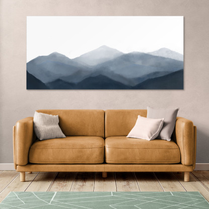 Quadro Paesaggio Astratto Catena Montuosa Nebbiosa Arte Paesaggio Sereno Blu E Grigio abl1 quadro stampato su tela