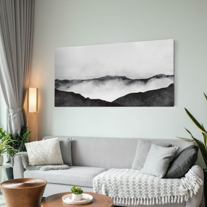 Quadro Paesaggio Astratto Paesaggio Montuoso Nebbioso In Grigio E Nero abl7 quadro stampato su tela