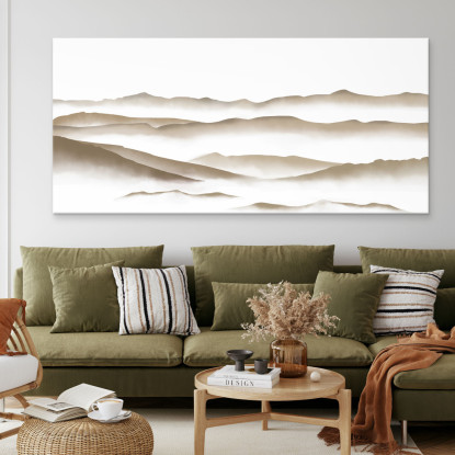 Quadro Paesaggio Astratto Paesaggio Montuoso Nebbioso Beige E Bianco Minimalista abl15 quadro stampato su tela