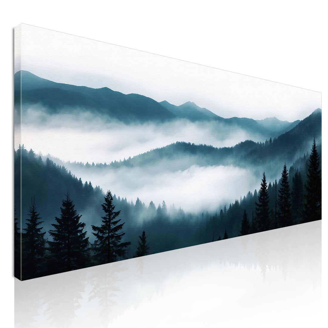 Quadro Paesaggio Astratto Montagna Nebbiosa Foresta Di Pini Scenario Blu E Bianco abl19 quadro stampato su tela Quadro Paesaggio Astratto Montagna Nebbiosa Foresta Di Pini Scenario Blu E Bianco abl19 quadro stampato su tela