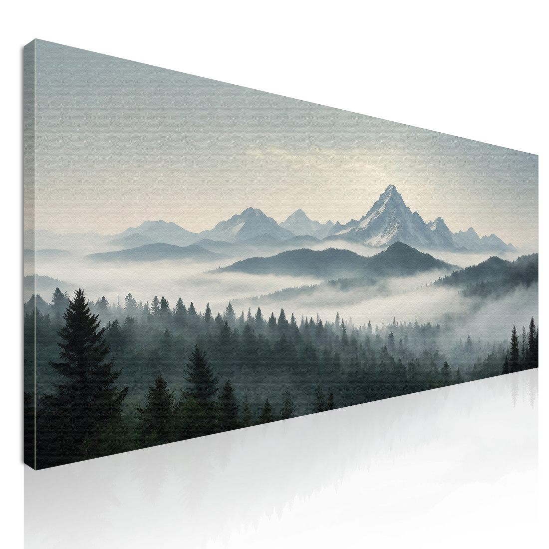 Quadro Paesaggio Astratto Paesaggio Di Montagna Nebbioso Con Vette Innevate E Foresta Verde abl24 quadro stampato su tela Quadro Paesaggio Astratto Paesaggio Di Montagna Nebbioso Con Vette Innevate E Foresta Verde abl24 quadro stampato su tela