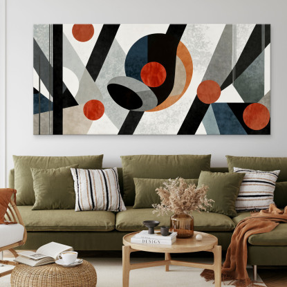 Quadro Forme Astratte Geometrie Dinamiche In Bianco Nero E Rosso absh20 quadro stampato su tela