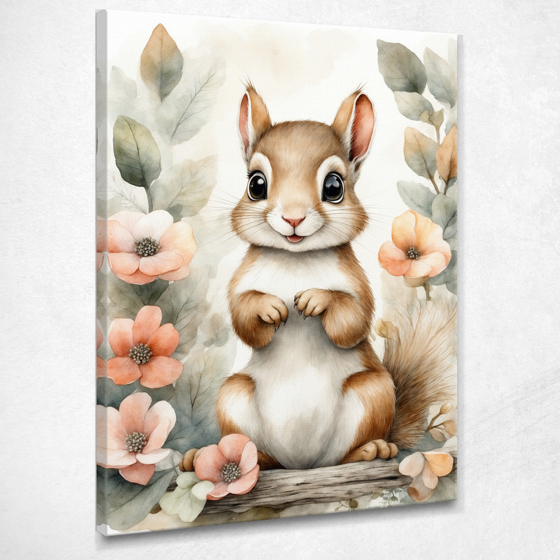 Quadro Per Bimba Decorazione Nursery Tenero Scoiattolo Con Cornice Floreale bana22 quadro stampato su tela Quadro Per Bimba Decorazione Nursery Tenero Scoiattolo Con Cornice Floreale bana22 quadro stampato su tela
