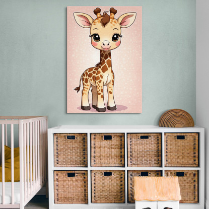 Quadro Per Nursery Decorazione Cameretta Piccola Giraffa Felice banb1 quadro stampato su tela