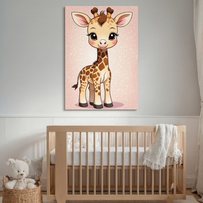 Quadro Per Nursery Decorazione Cameretta Piccola Giraffa Felice banb1 quadro stampato su tela