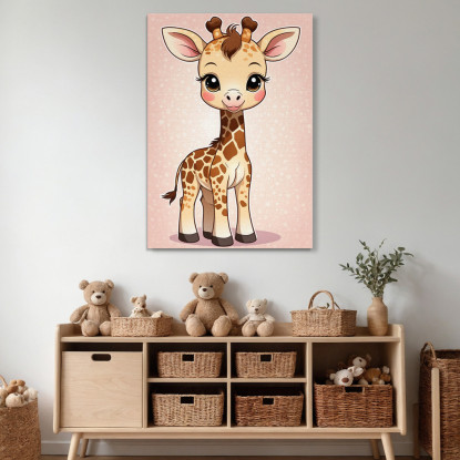 Quadro Per Nursery Decorazione Cameretta Piccola Giraffa Felice banb1 quadro stampato su tela