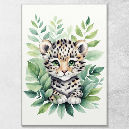 Quadro Per Neonato Decorazione Cameretta Baby Leopardo Con Occhi Verdi banb19 quadro stampato su tela