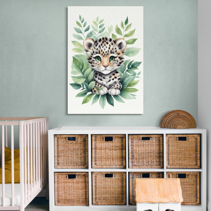 Quadro Per Neonato Decorazione Cameretta Baby Leopardo Con Occhi Verdi banb19 quadro stampato su tela