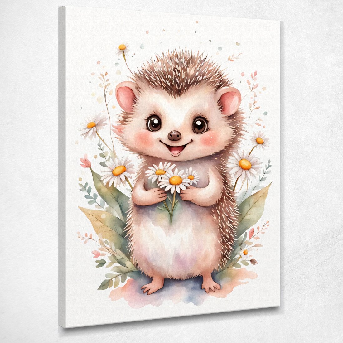 Quadro Per Cameretta Bimbo Bimba Cucciolo Di Riccio Con Margherite Colorate banb31 quadro stampato su tela Quadro Per Cameretta Bimbo Bimba Cucciolo Di Riccio Con Margherite Colorate banb31 quadro stampato su tela