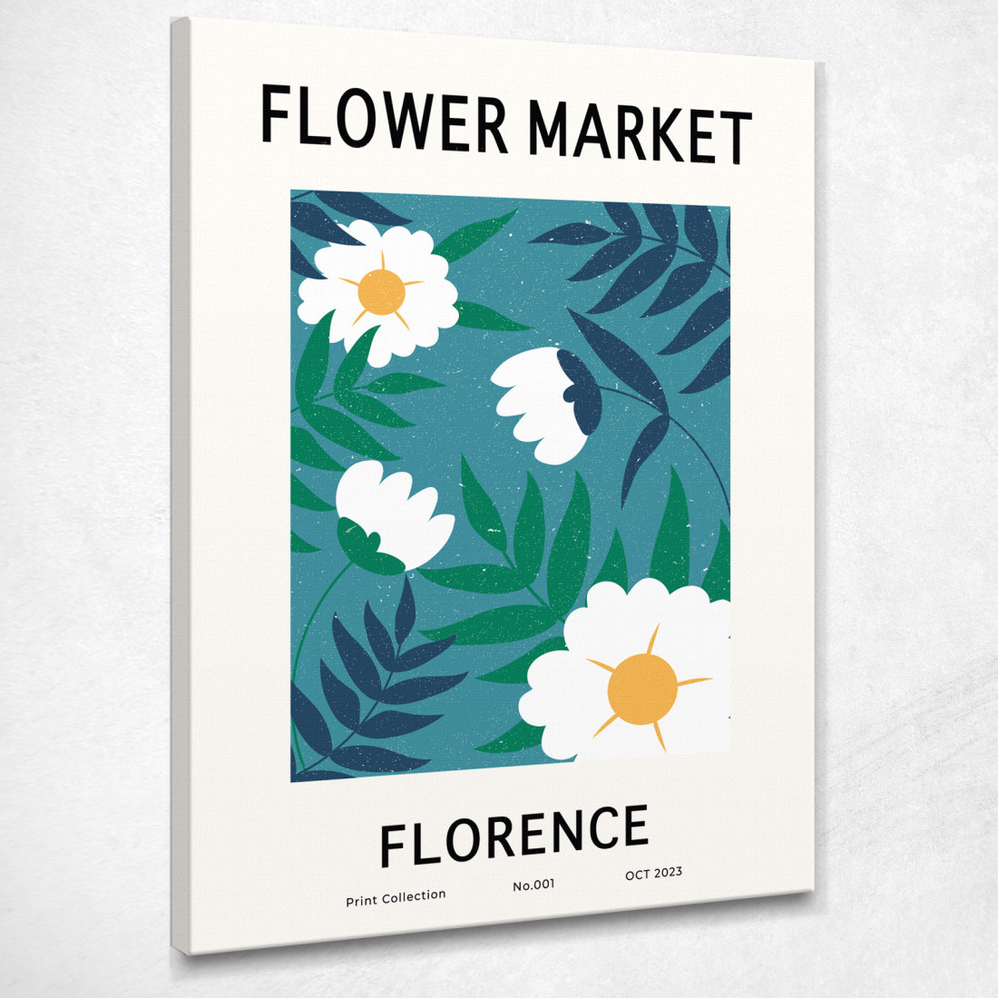 Quadro Boho Chic Minimal Illustrazione Mercato Dei Fiori Firenze Con Margherite bho8 quadro stampato su tela