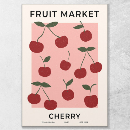 Quadro Boho Chic Minimal Mercato Della Frutta Ortofrutticolo Ciliegie Rosse bho14 quadro stampato su tela