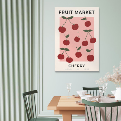 Quadro Boho Chic Minimal Mercato Della Frutta Ortofrutticolo Ciliegie Rosse bho14 quadro stampato su tela