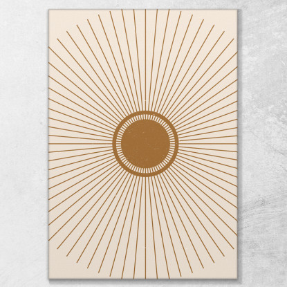 Quadro Boho Chic Minimal Raggi Del Sole Dorati Su Sfondo Beige bho29 quadro stampato su tela