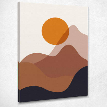 Quadro Boho Chic Minimal Tramonto Moderno Su Montagne Marroni bho38 quadro stampato su tela