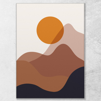 Quadro Boho Chic Minimal Tramonto Moderno Su Montagne Marroni bho38 quadro stampato su tela