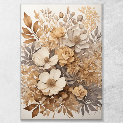 Quadro Botanico Moderno Composizione Botanica Sfumature Di Beige E Marrone btn5 quadro stampato su tela