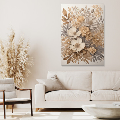 Quadro Botanico Moderno Composizione Botanica Sfumature Di Beige E Marrone btn5 quadro stampato su tela