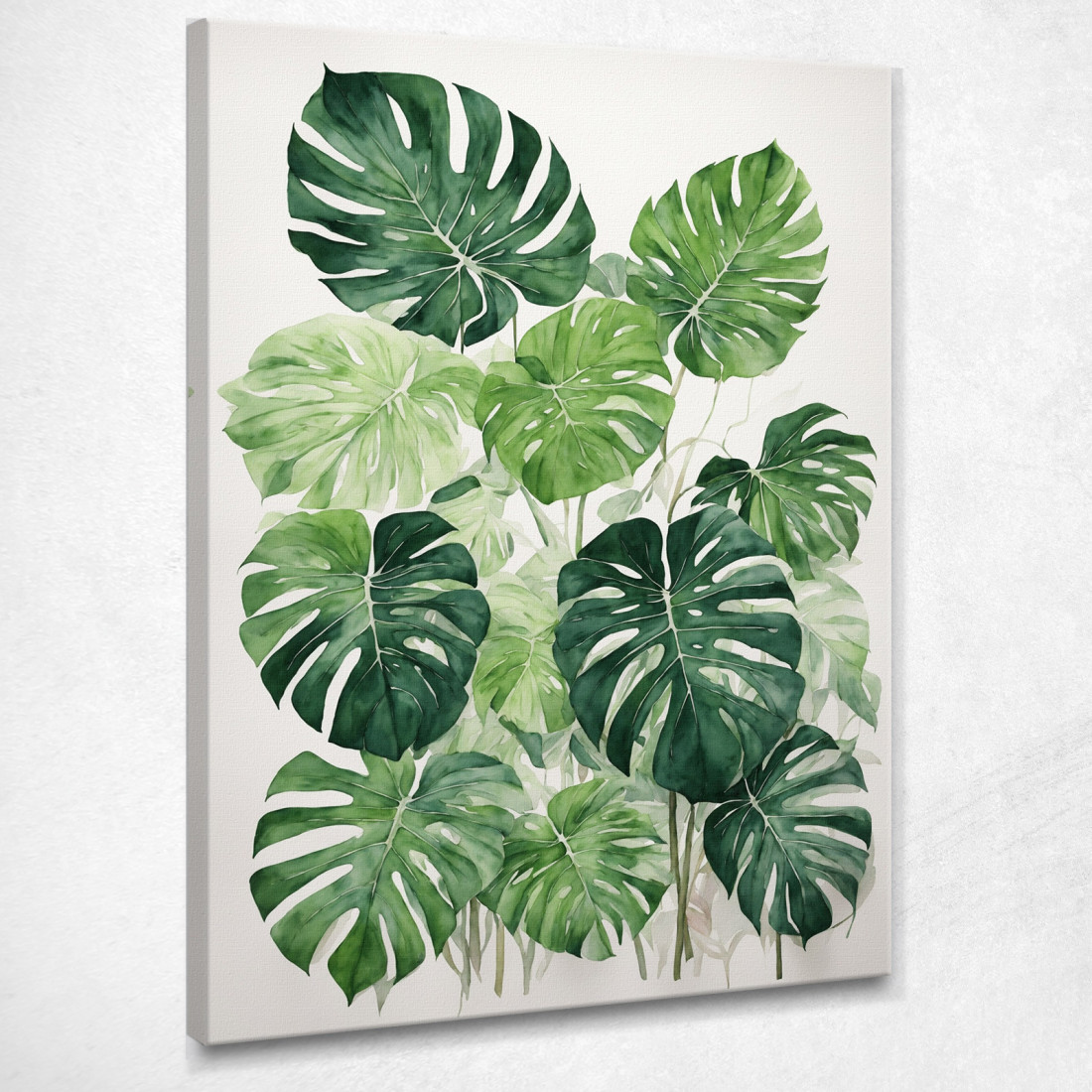 Quadro Botanico Moderno Foglie Di Monstera Acquerello Minimalista btn20 quadro stampato su tela