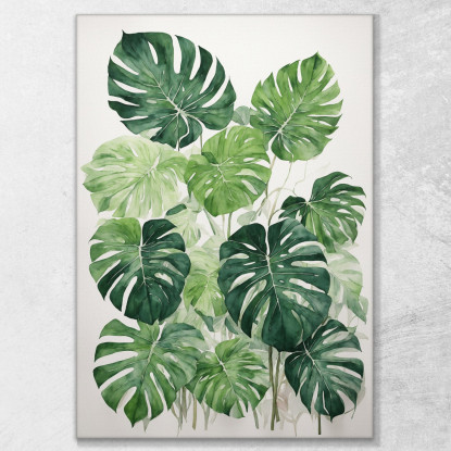 Quadro Botanico Moderno Foglie Di Monstera Acquerello Minimalista btn20 quadro stampato su tela