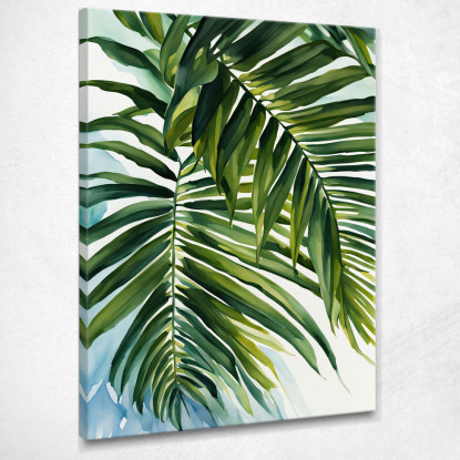 Quadro Botanico Moderno Fronde Di Palma Verdi In Stile Acquerello btn26 quadro stampato su tela