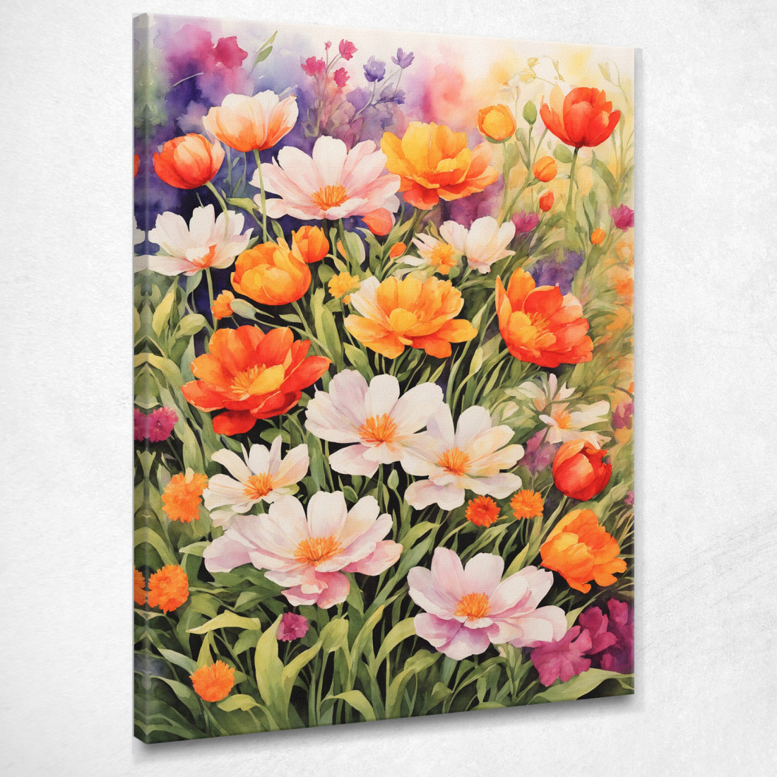 Quadro Botanico Moderno Giardino Di Fiori Acquerellati In Colori Vivaci btn27 quadro stampato su tela Quadro Botanico Moderno Giardino Di Fiori Acquerellati In Colori Vivaci btn27 quadro stampato su tela