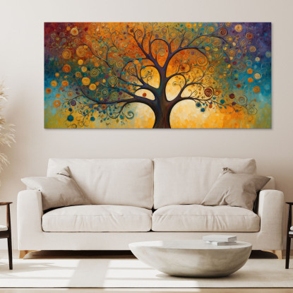 Quadro Botanico Albero Della Vita Con Motivi Astratti E Colori Vivaci bow2 quadro stampato su tela