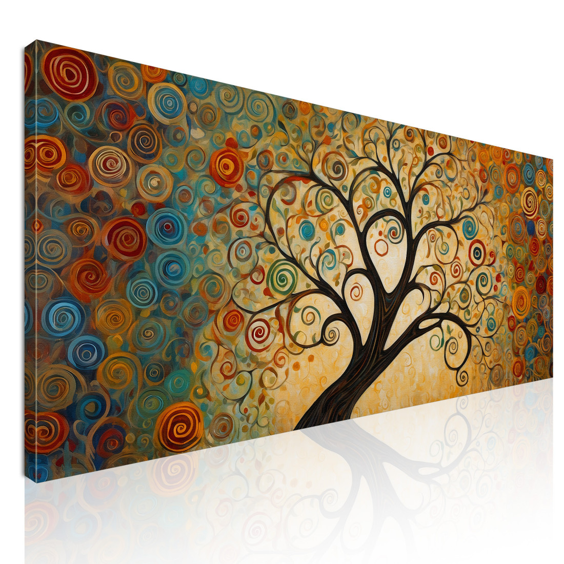 Quadro Botanico Albero Della Vita Con Spirali Colorate E Sfondo Dorato bow3 quadro stampato su tela