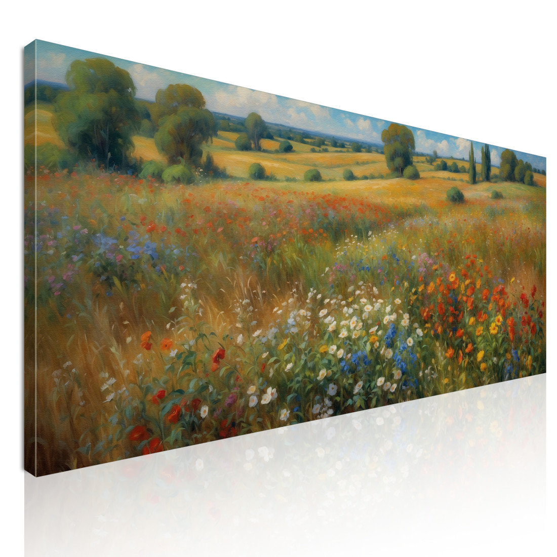 Quadro Botanico Campagna In Fiore In Stile Impressionista bow8 quadro stampato su tela